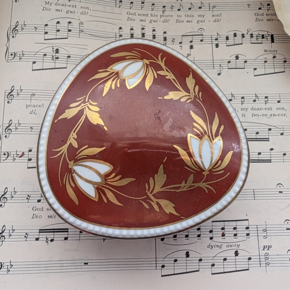 Vintage Red and Gold Trinket Box